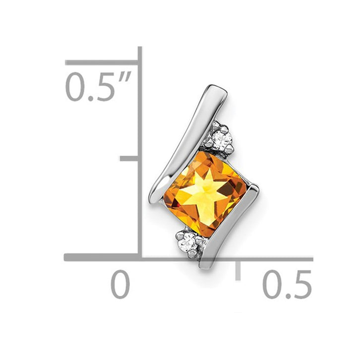 1/2 Carat (ctw) Solitaire Citrine Pendant Necklace in Sterling Silver with Chain Image 2