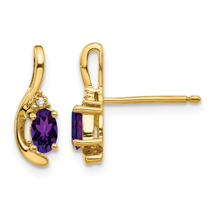 14K Yellow Gold Natural Amethyst Post Earrings 2/5 Carat (ctw) Image 1