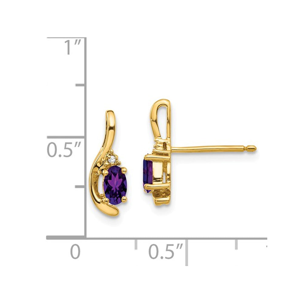 14K Yellow Gold Natural Amethyst Post Earrings 2/5 Carat (ctw) Image 2