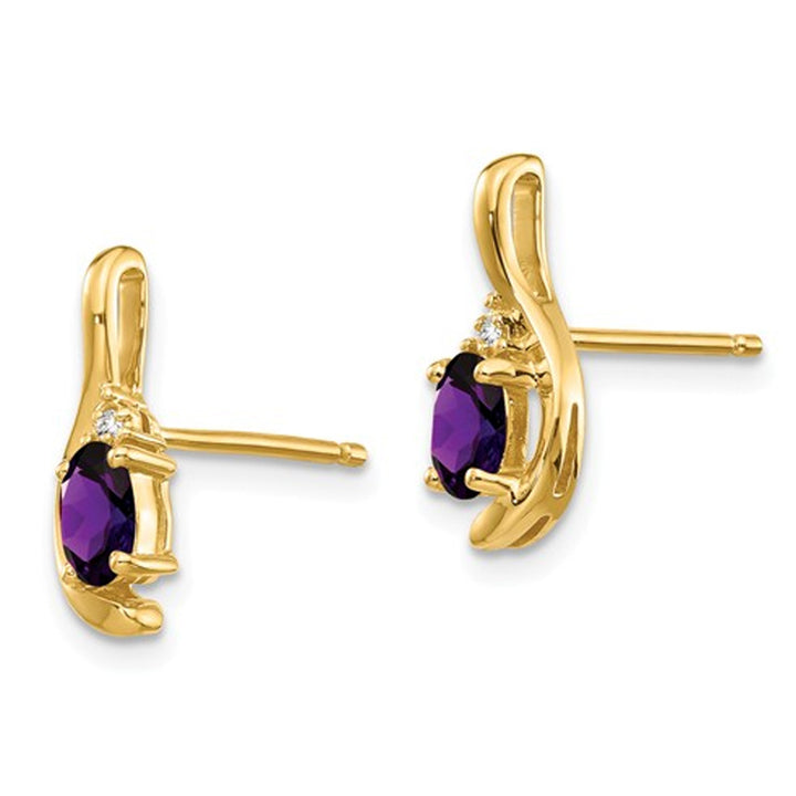 14K Yellow Gold Natural Amethyst Post Earrings 2/5 Carat (ctw) Image 3