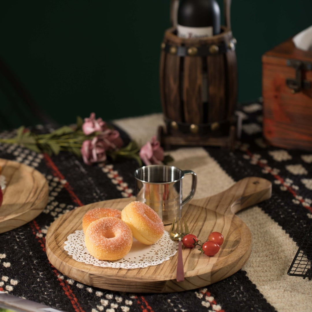 Wooden Round Shape Serving Tray Display Platter Image 6