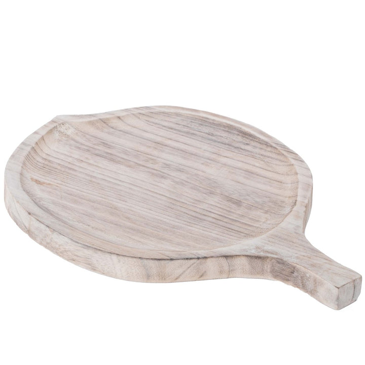 Wooden Leaf Shape Serving Tray 15.75x11 Rustic Paulownia Display Platter Image 3