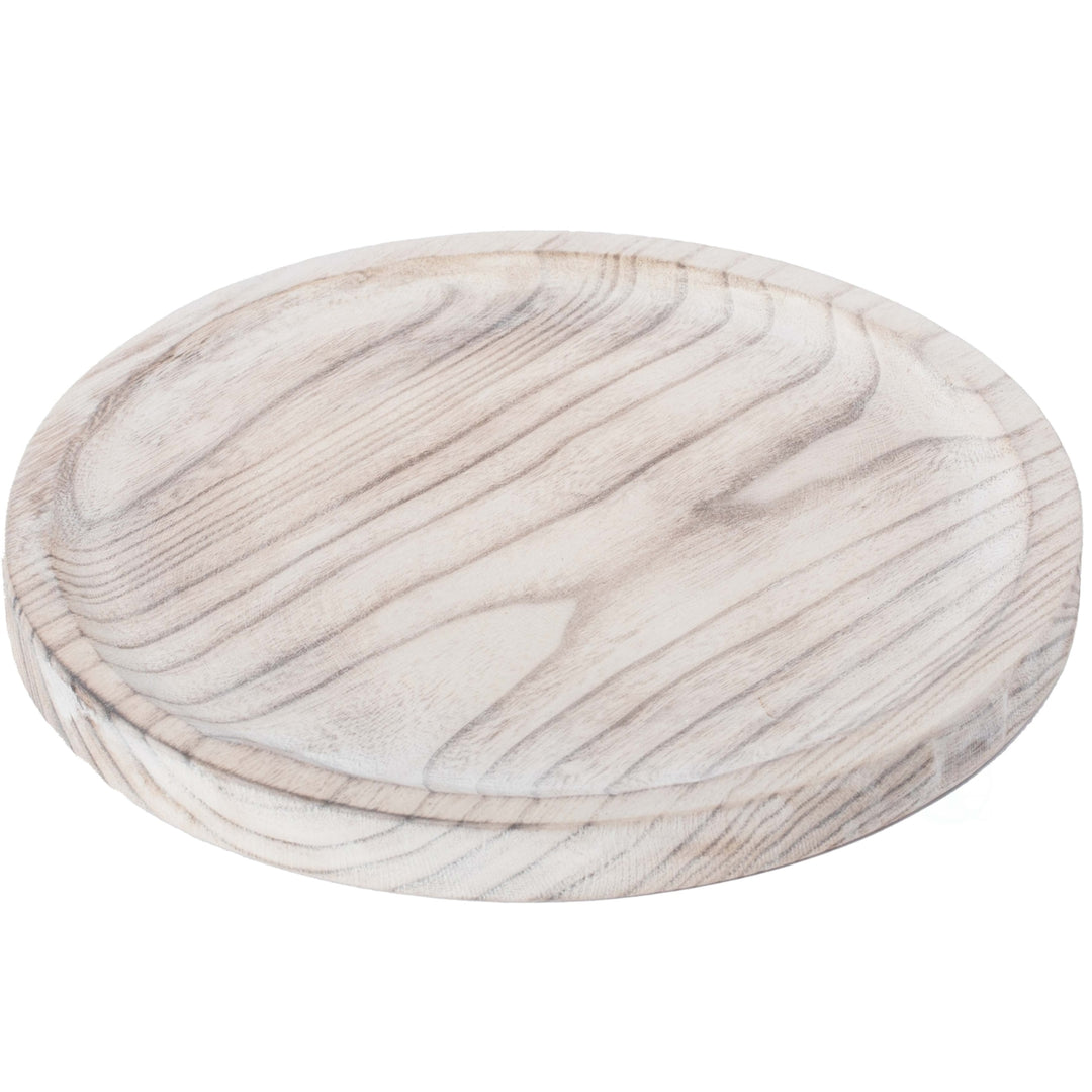 Vintage Raw Wood Charger Round Display Tray Image 3