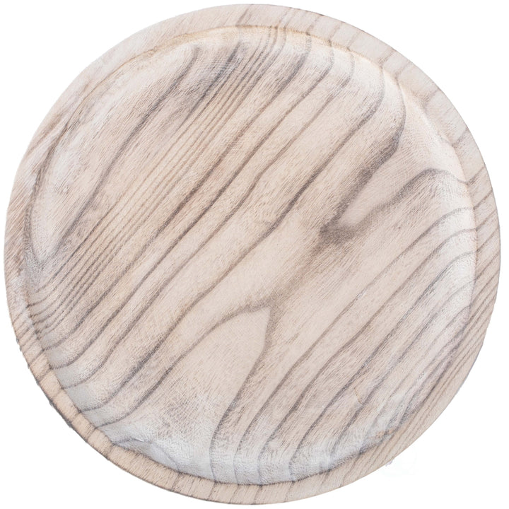 Vintage Raw Wood Charger Round Display Tray Image 4