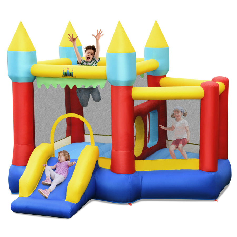 Gymax Inflatable Bounce House Slide Jumping Castle Ball Pit Tunnels Without Blower Image 1