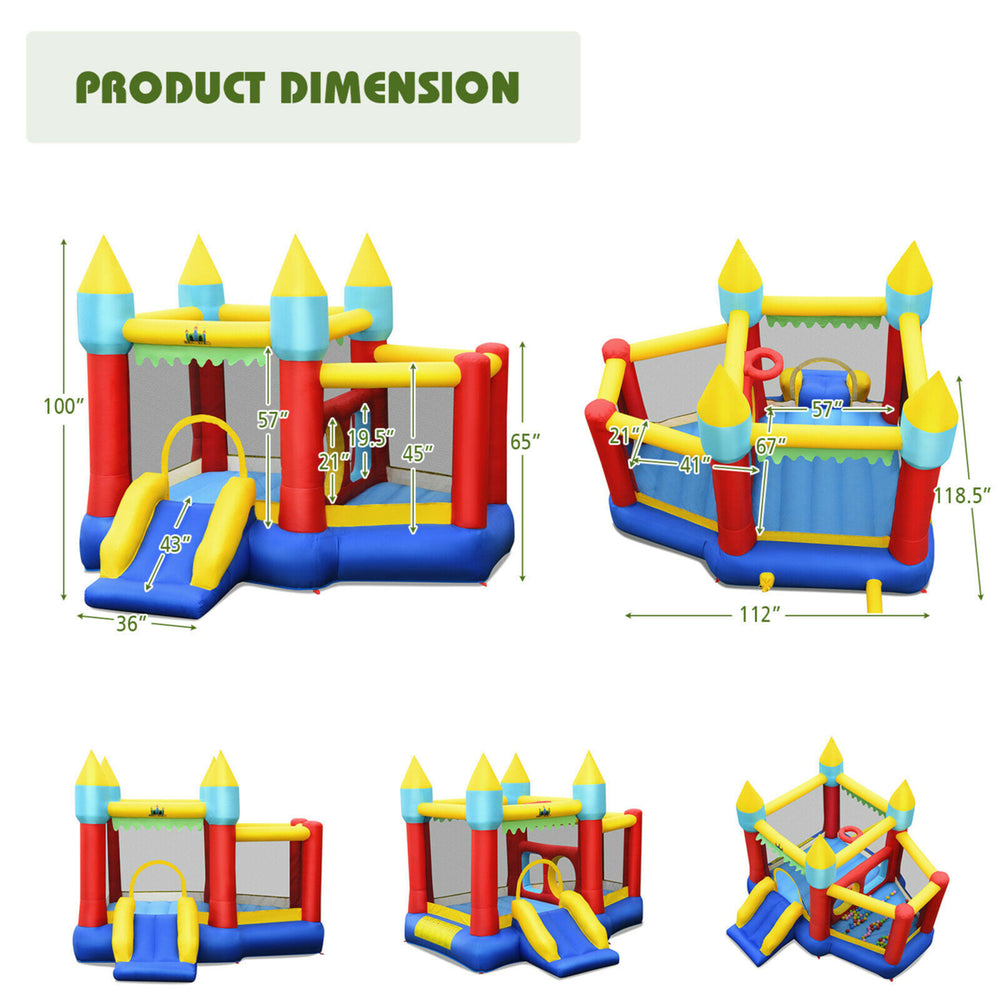 Inflatable Bounce House Slide Jumping Castle w/ Tunnels Ball Pit and 480W Blower Image 2