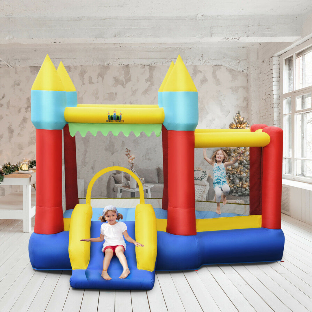 Inflatable Bounce House Slide Jumping Castle w/ Tunnels Ball Pit and 480W Blower Image 4