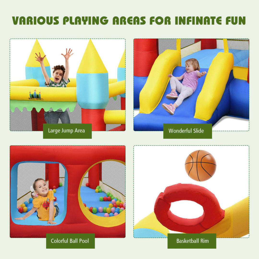 Gymax Inflatable Bounce House Slide Jumping Castle Ball Pit Tunnels Without Blower Image 9