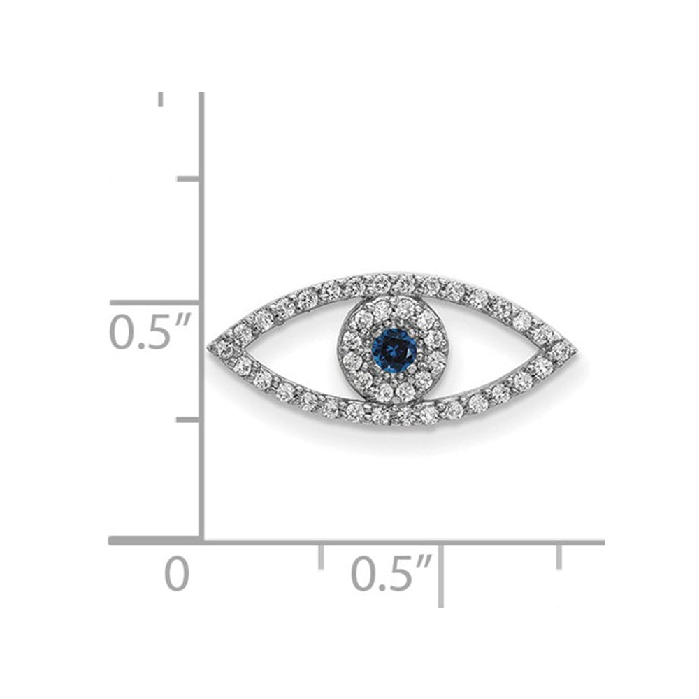 1/20 Carat (ctw) Natural Blue Sapphire Evil Eye Pendant Necklace in 14K White Gold with Diamonds and Chain Image 2