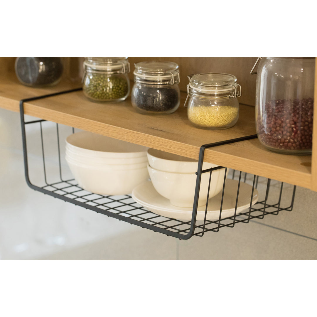 Hanging Under Shelf Metal Storage Basket Powder Coated Large Organizer Gray Image 4