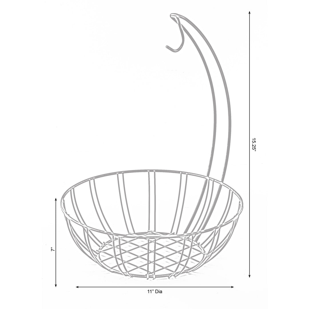 Metal Fruit Basket Holder with Banana Hanger 11 Inch Durable Powder Coated Black Image 6