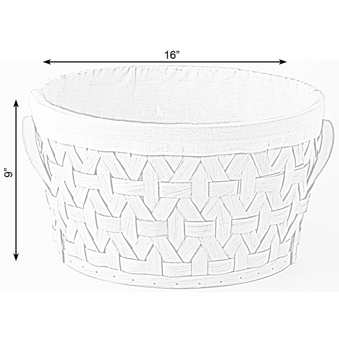 Wooden Round Display Baskets with White Fabric Lining for Fruits Gift Baskets Image 6