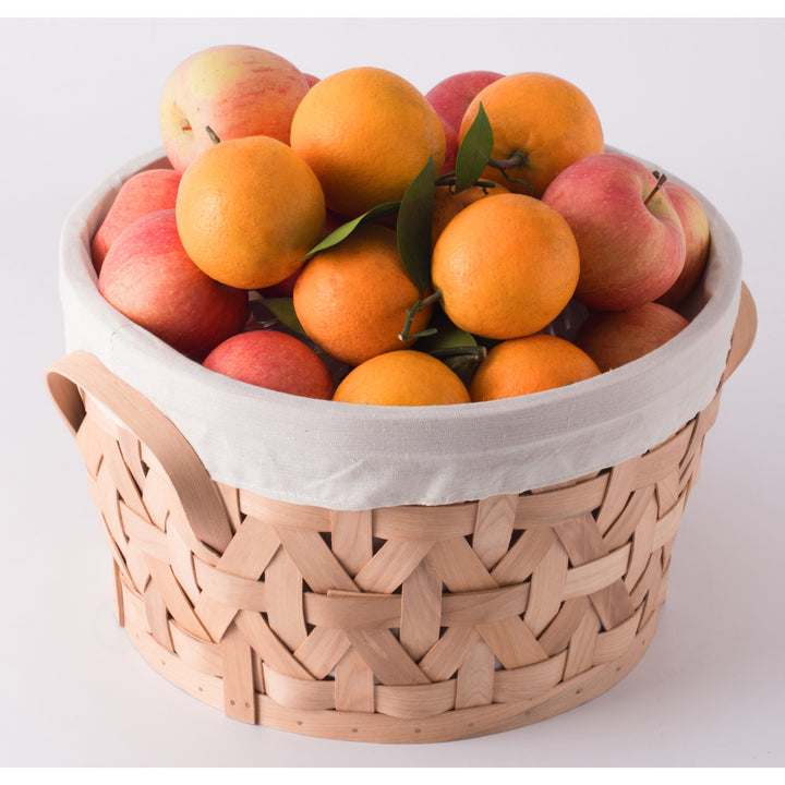 Wooden Round Display Baskets with White Fabric Lining for Fruits Gift Baskets Image 8