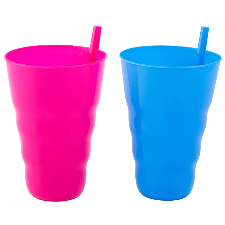 Reusable Plastic Cups with Straw Image 1