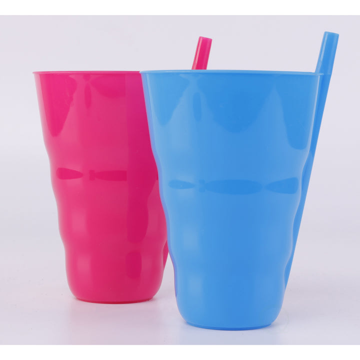 Reusable Plastic Cups with Straw Image 3