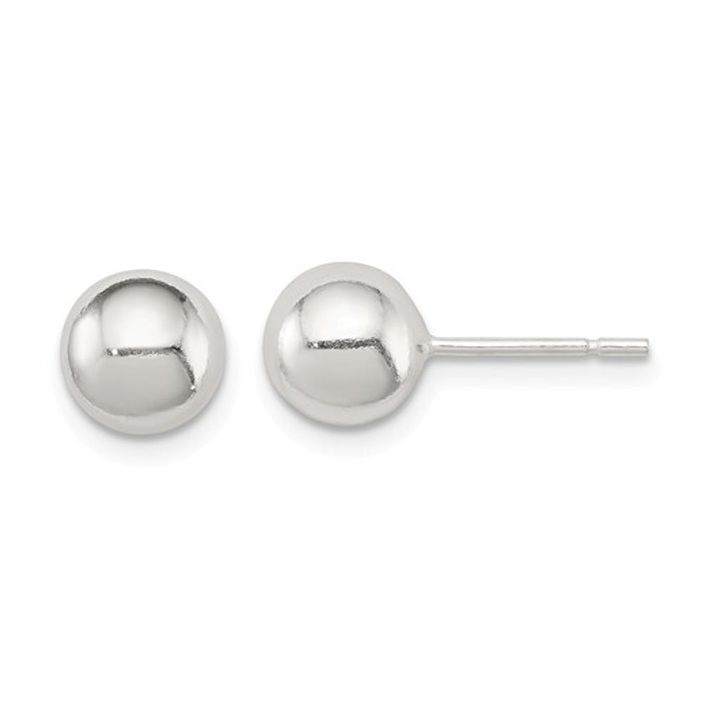 Button Ball 7mm Stud Earrings in Sterling Silver Image 1