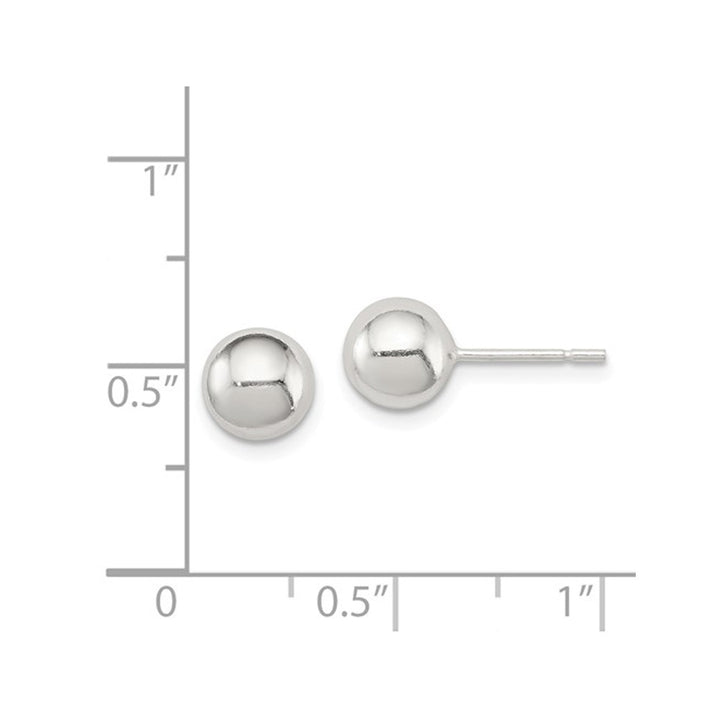 Button Ball 7mm Stud Earrings in Sterling Silver Image 3