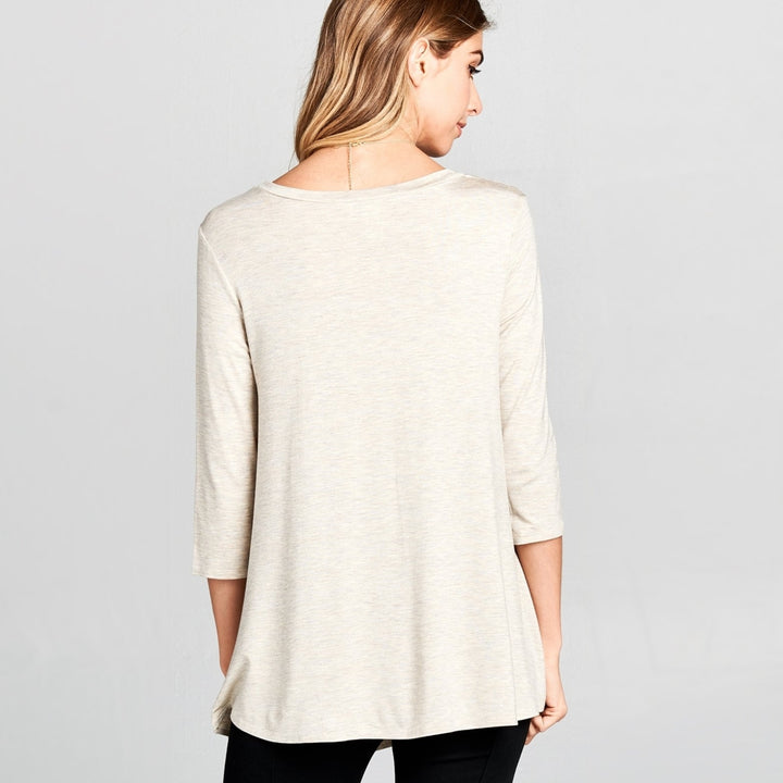 Asymmetrical Button Solid Top Image 10