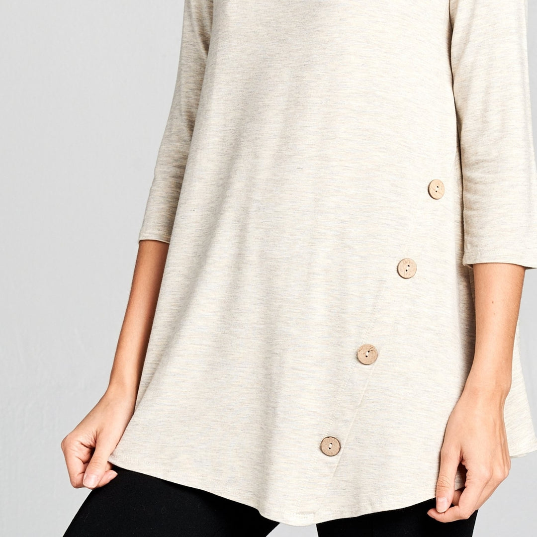 Asymmetrical Button Solid Top Image 11
