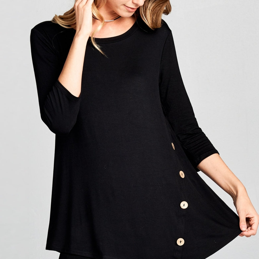 Asymmetrical Button Solid Top Image 12