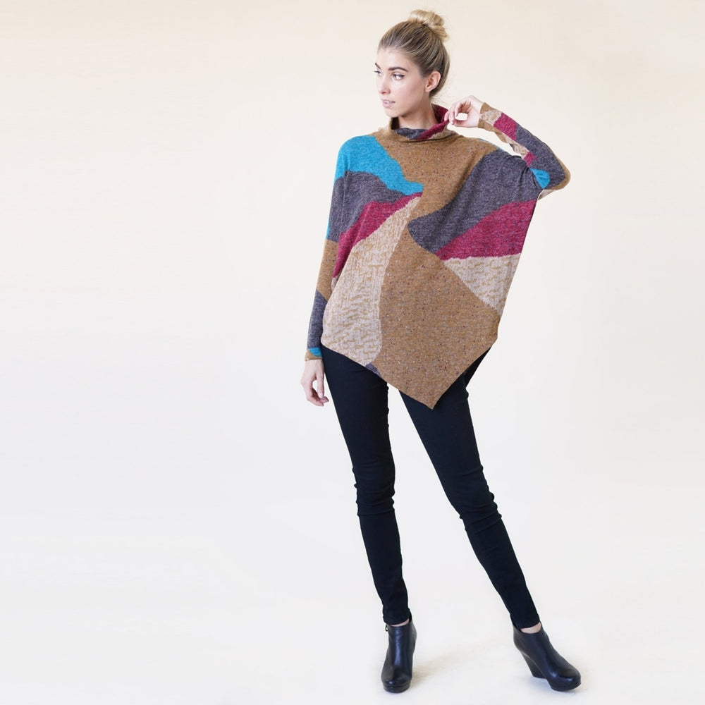 Asymmetrical Color-block Sweater Image 2