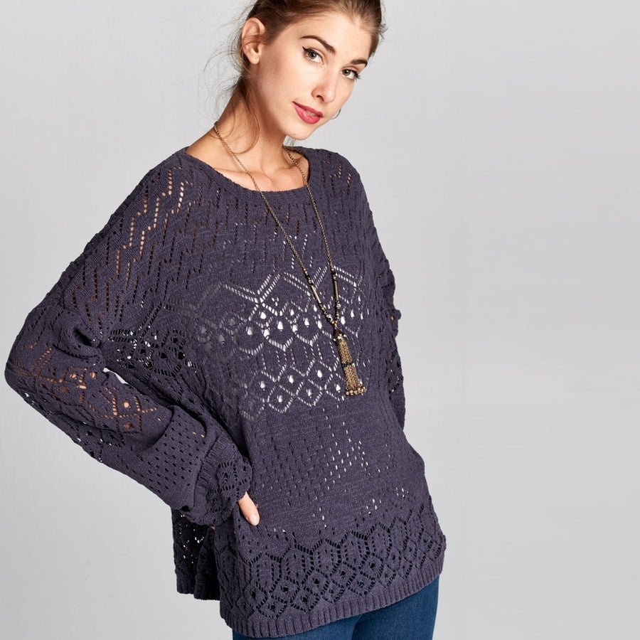 Crochet Knit Sweater Image 1