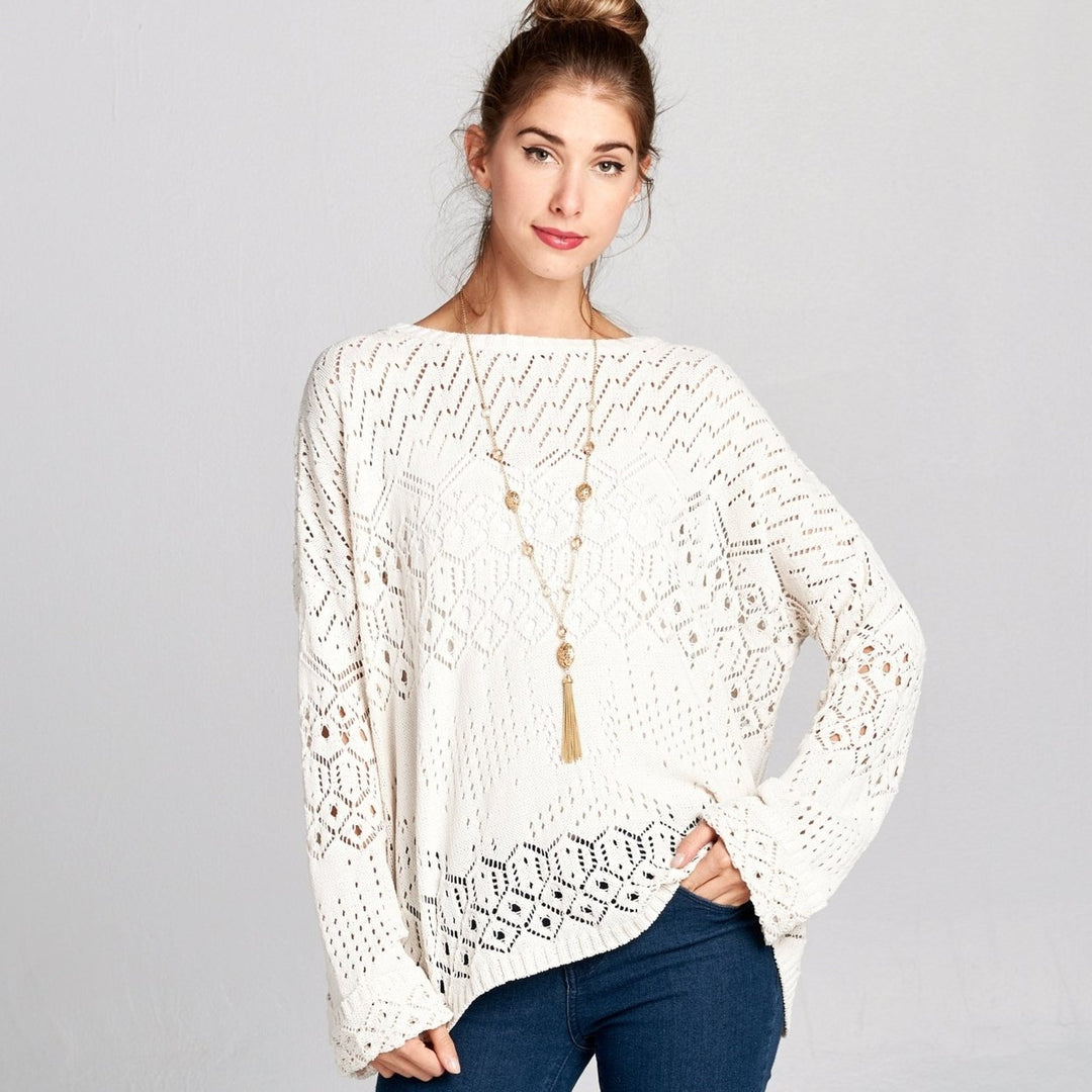 Crochet Knit Sweater Image 1