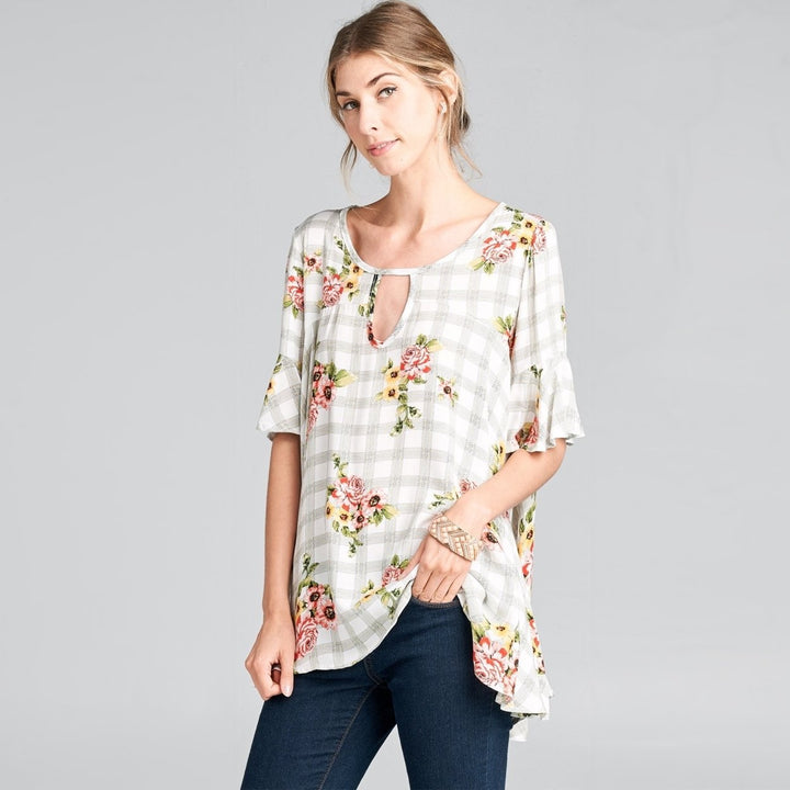 Floral Plaid Swing Top Image 1