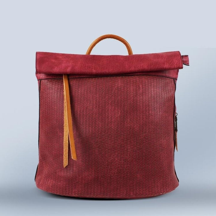 Foldover Leather Backpack Image 1