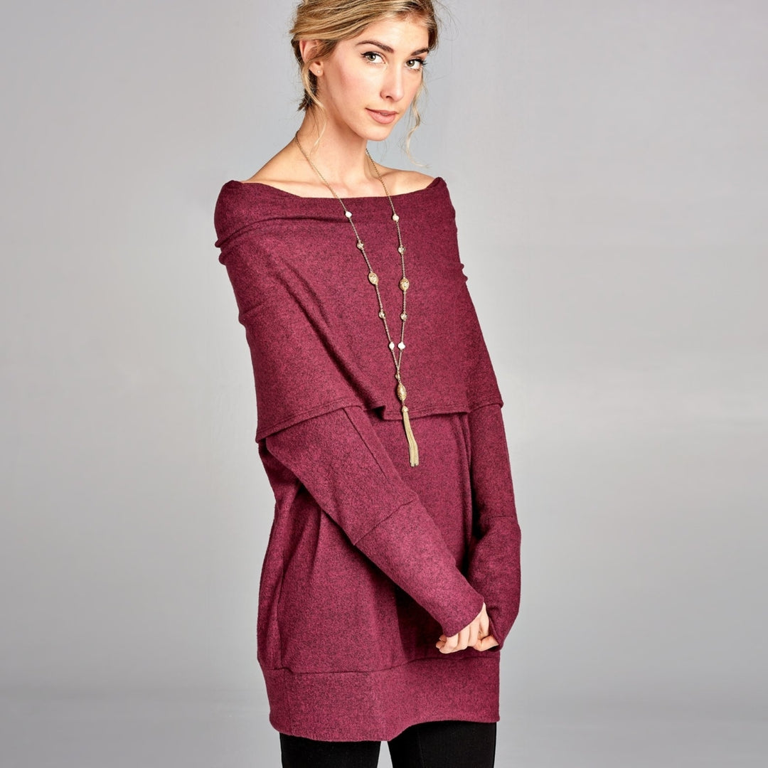 Oversized Cowl Neck Marled Sweater Image 3