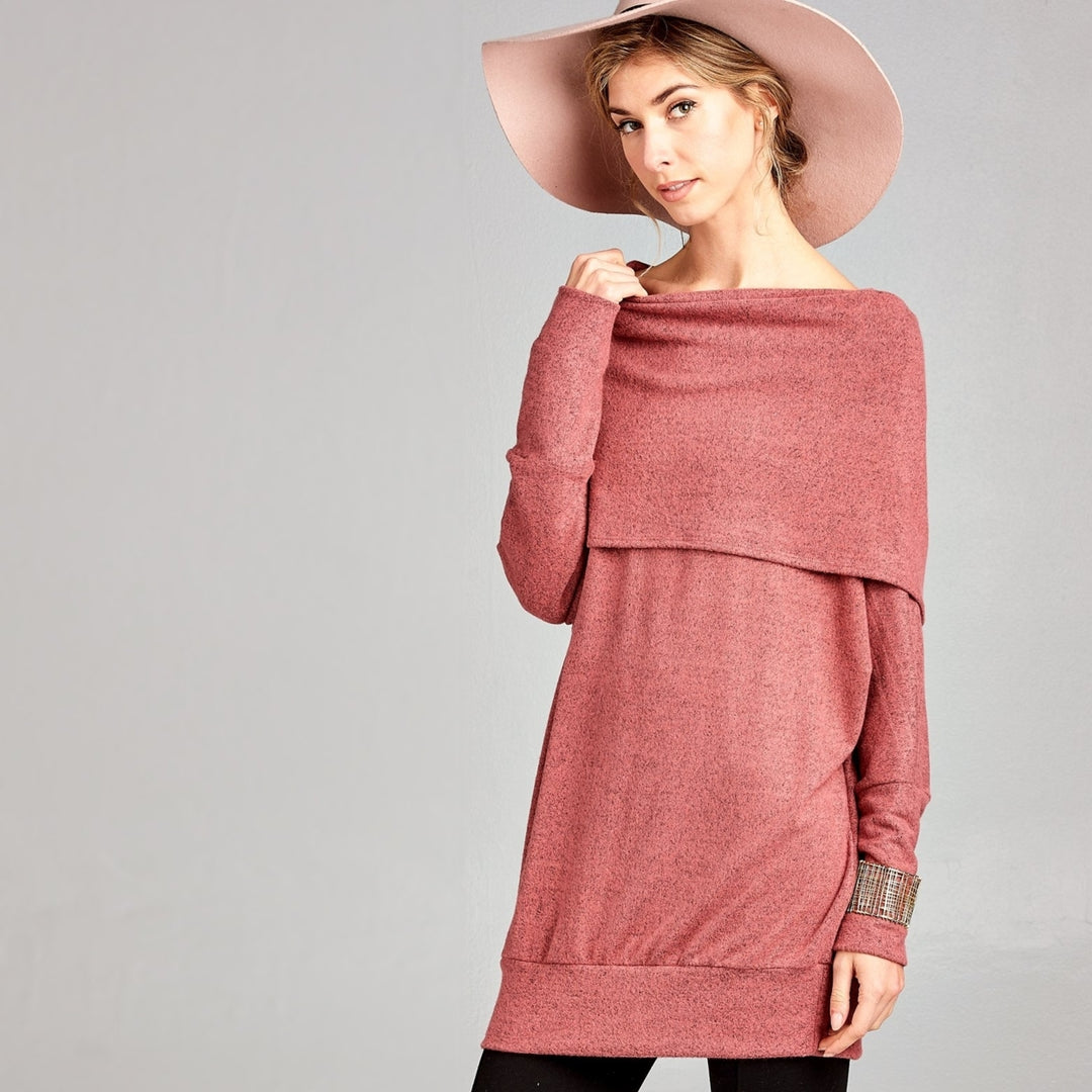 Oversized Cowl Neck Marled Sweater Image 4