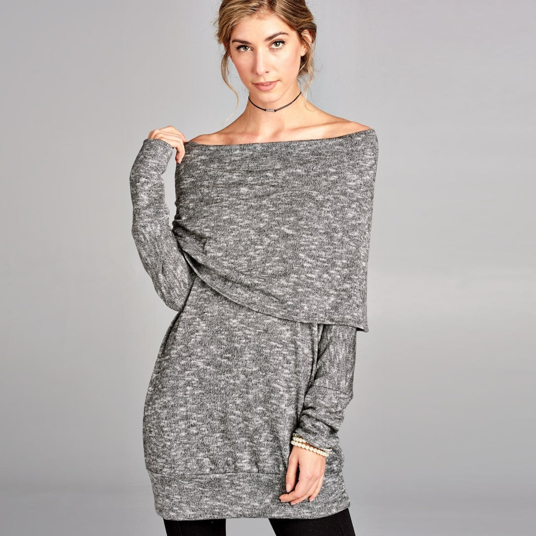 Oversized Cowl Neck Marled Sweater Image 6