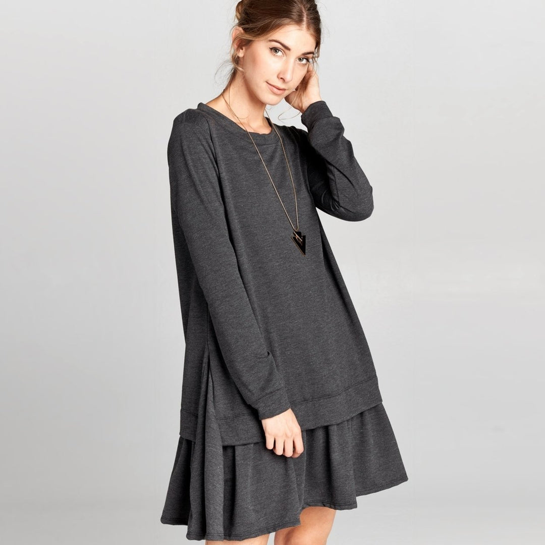 Pleated Hem Sweatshirt Dress Image 1