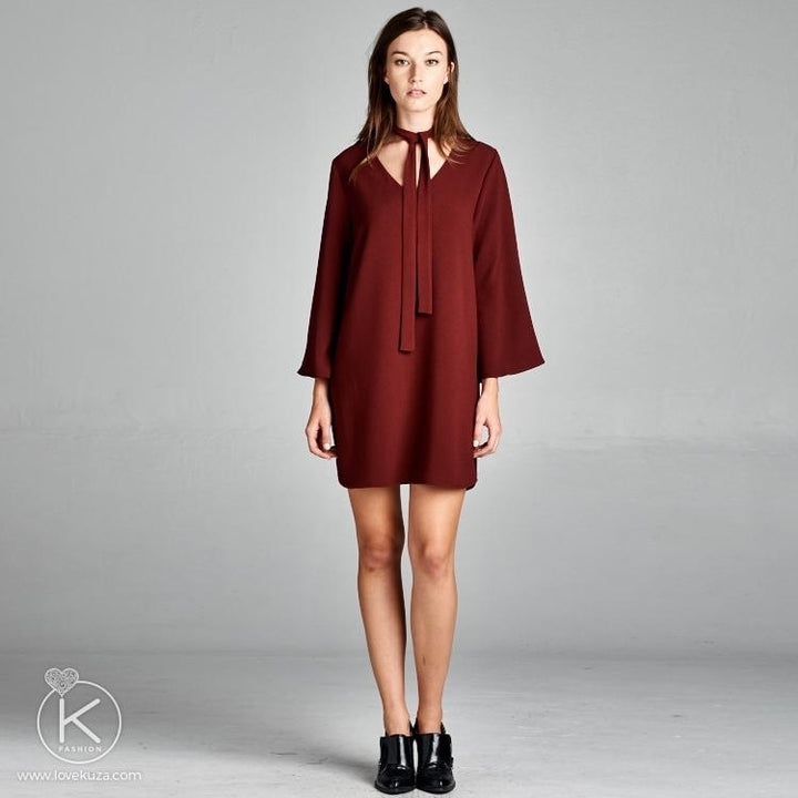 Tie-Neck Shift Dress Image 2