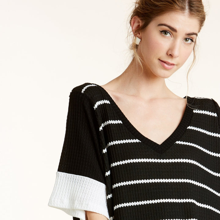 Waffle Knit Contrast Top Image 3