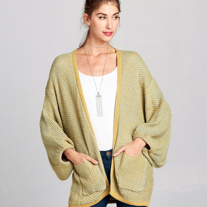 Waffle Knit Slouchy Cardigan Image 4