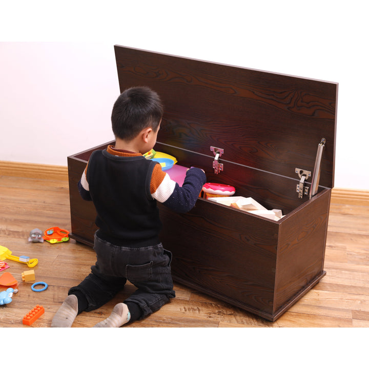 Large Wooden Toy Box with Soft Closure Lid Storage Chest for Organization Image 2