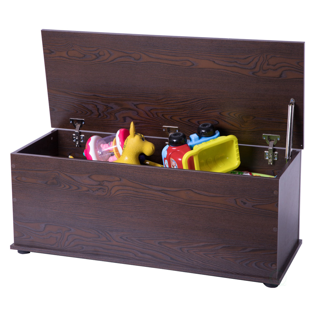 Large Wooden Toy Box with Soft Closure Lid Storage Chest for Organization Image 4