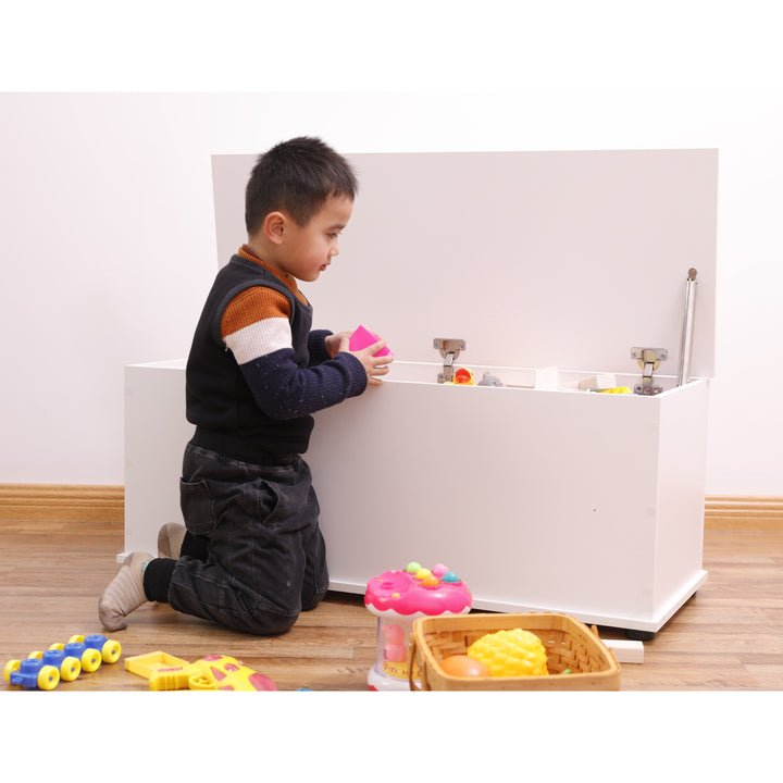 Large Wooden Toy Box with Soft Closure Lid Storage Chest for Organization Image 7