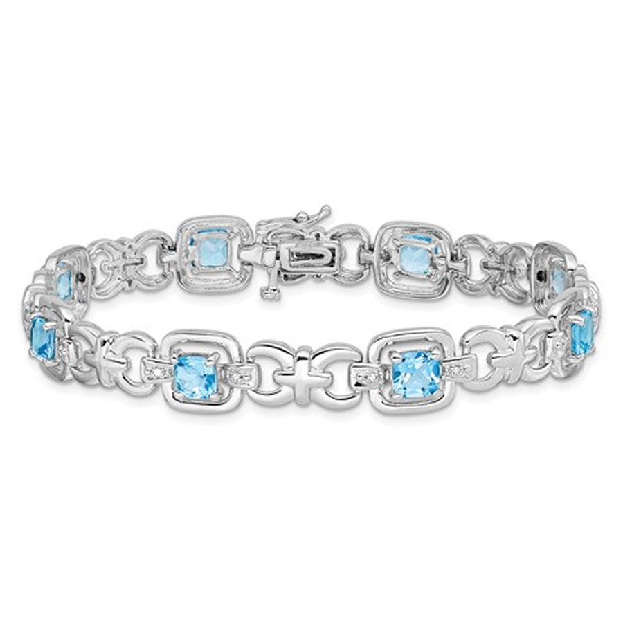 4.85 Carat (ctw) Swiss Blue Topaz Bracelet in Sterling Silver (7.50 Inches) Image 1