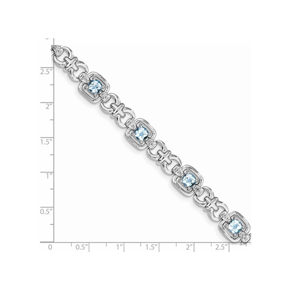 4.85 Carat (ctw) Swiss Blue Topaz Bracelet in Sterling Silver (7.50 Inches) Image 2