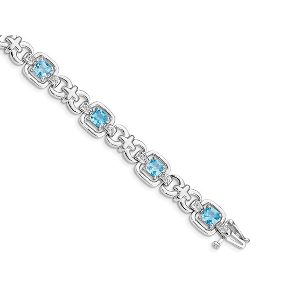 4.85 Carat (ctw) Swiss Blue Topaz Bracelet in Sterling Silver (7.50 Inches) Image 3