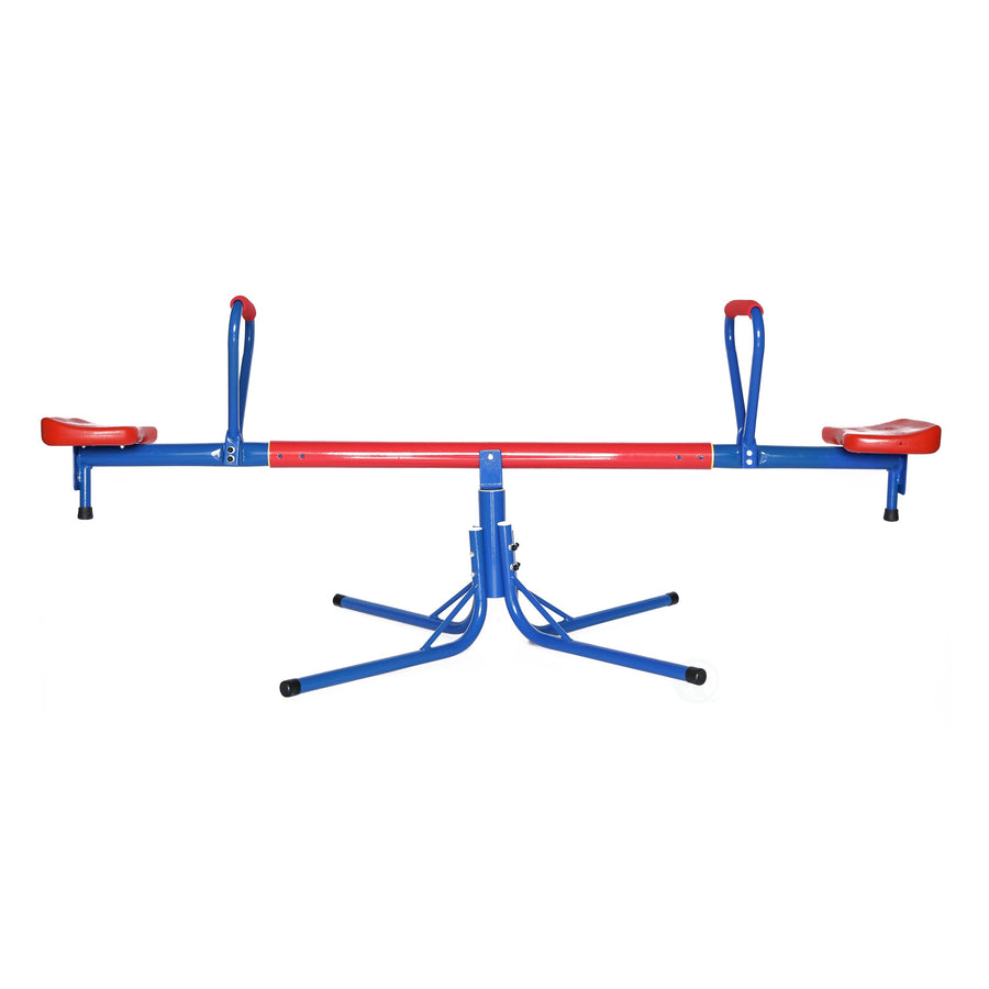 Outdoor Red and Blue Metal Rotating Seesaw Image 1