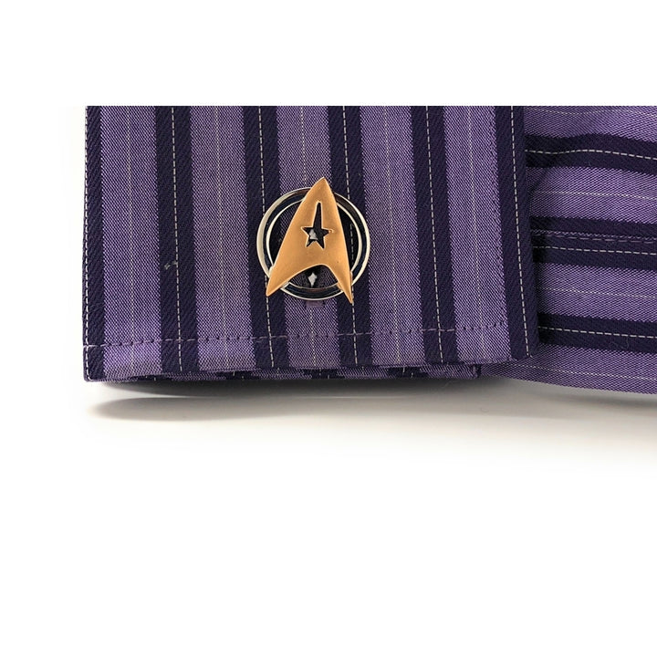 Star Trek Gold Space Badge Custom Cufflinks Cleaver Unique SI FI Wear Starfleet Academy Fleet Cosplay Image 2