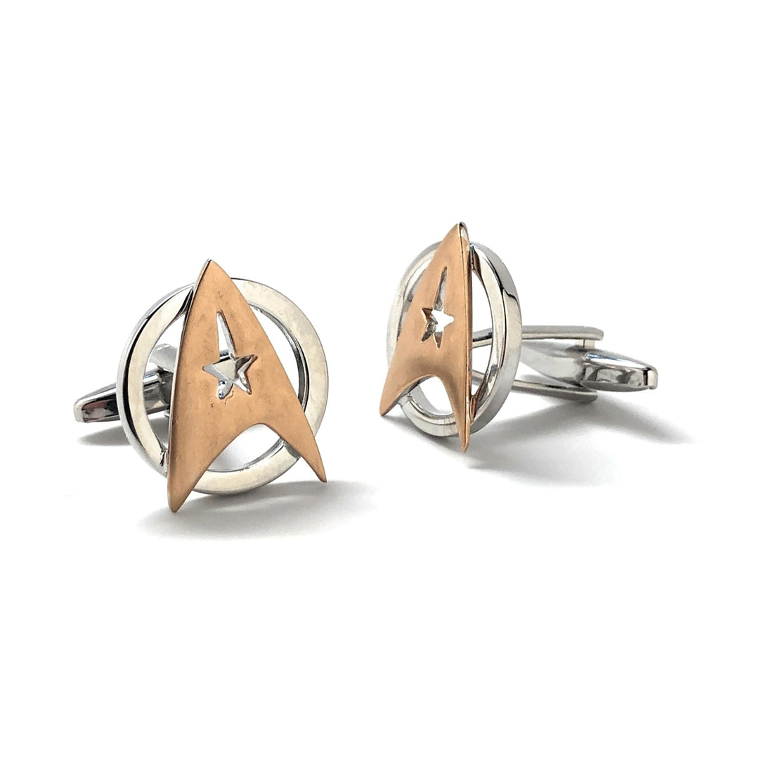 Star Trek Gold Space Badge Custom Cufflinks Cleaver Unique SI FI Wear Starfleet Academy Fleet Cosplay Image 3