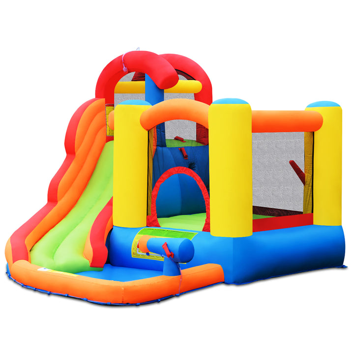 Inflatable Bounce House Water Slide w/ Climbing Wall Splash Pool Water Cannon Image 10