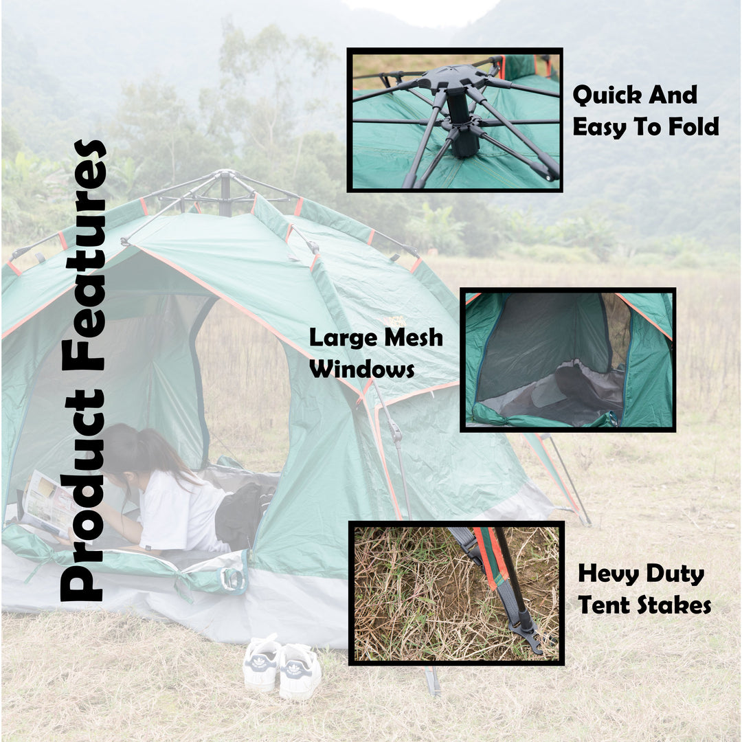 Beach Pop Up Tent with 2 Windows Portable Water-Resistant 83"x83" Family Size Image 4