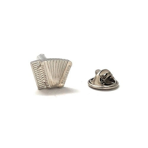 Accordion Pin Silver Enamel Lapel Pin Music Tie Pin Image 1