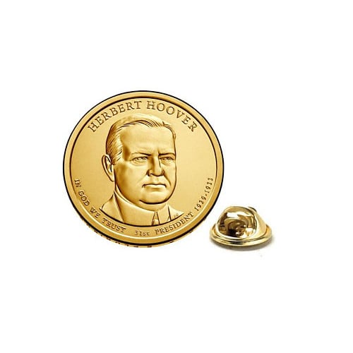 Herbert Hoover Presidential Dollar Lapel PinUncirculated One Dollar Coin Enamel Pin Image 1