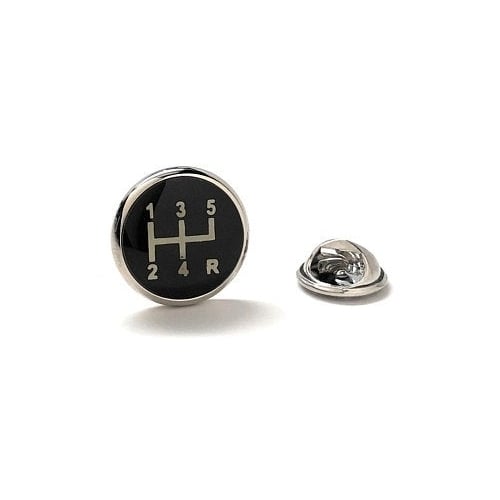 Enamel Pin Gear Shifter Pin Race Car Truck Gears Pin Lapel Pin Silver and Black Edition Image 1